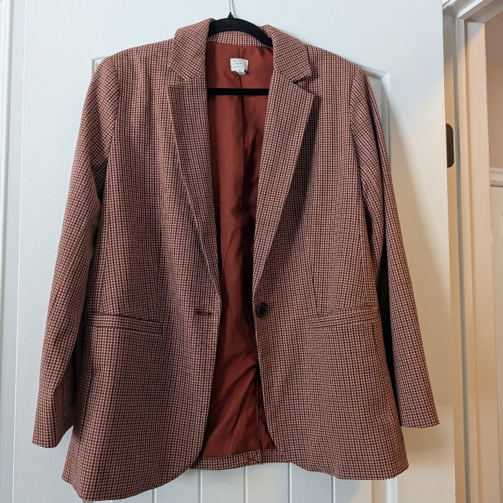 a new day Checked Blazer in Rust and Black Trim